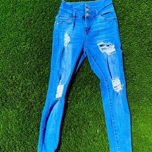 Blue ripped jeans